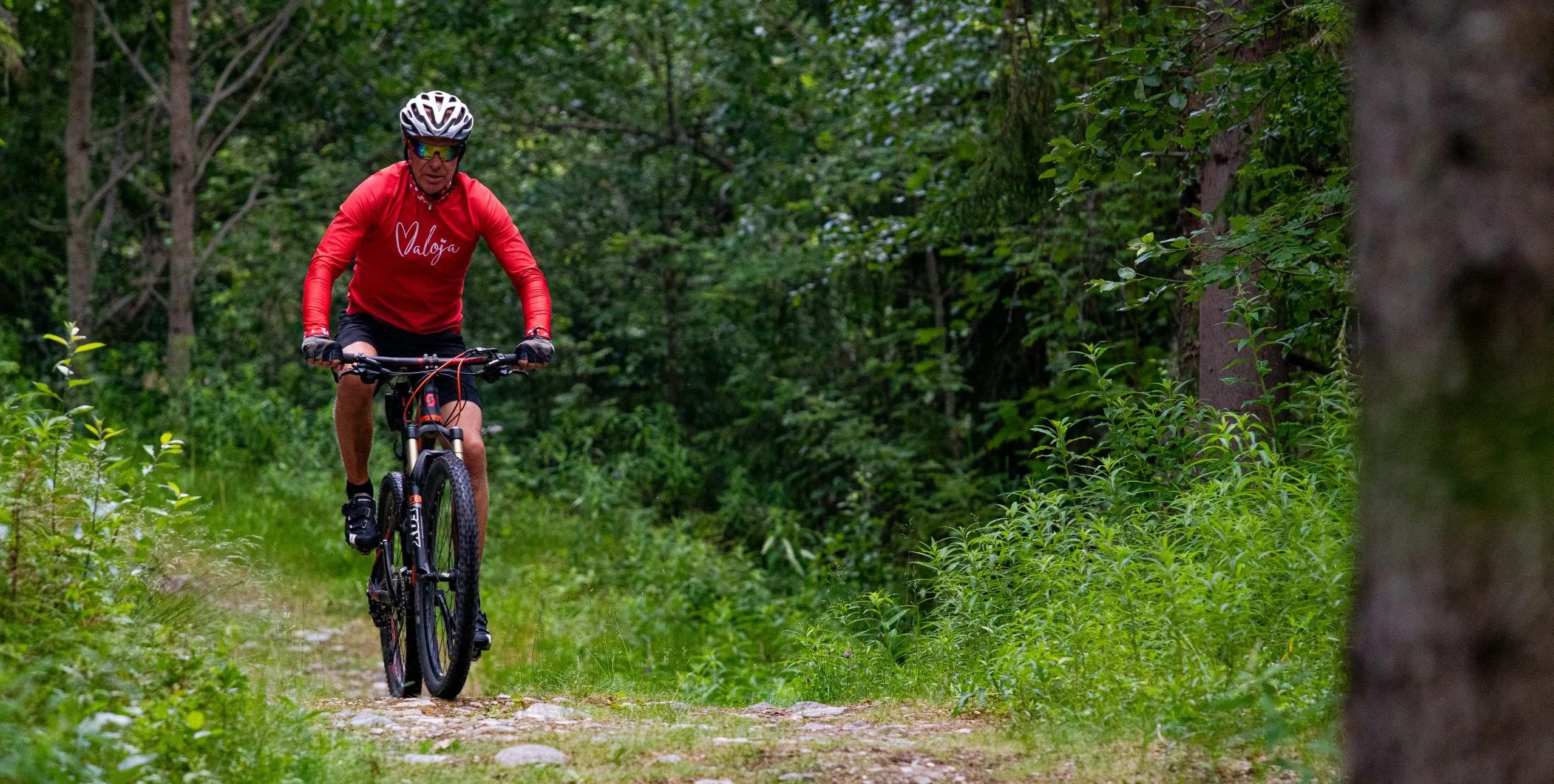 Man syklar på cykelleden skyddsvallen